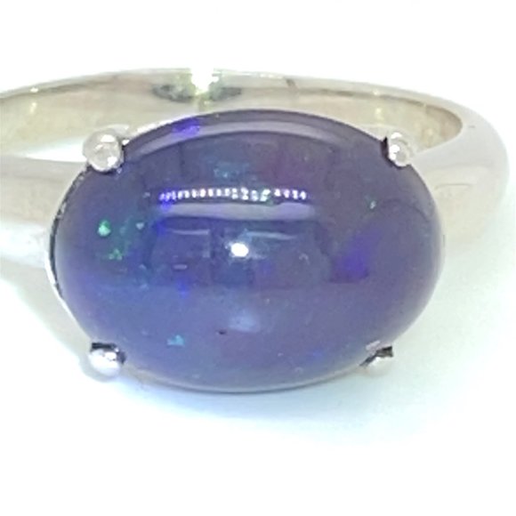 Blue Opal 2.90ct Platinum Solid Silver Ring - Picture 7 of 7